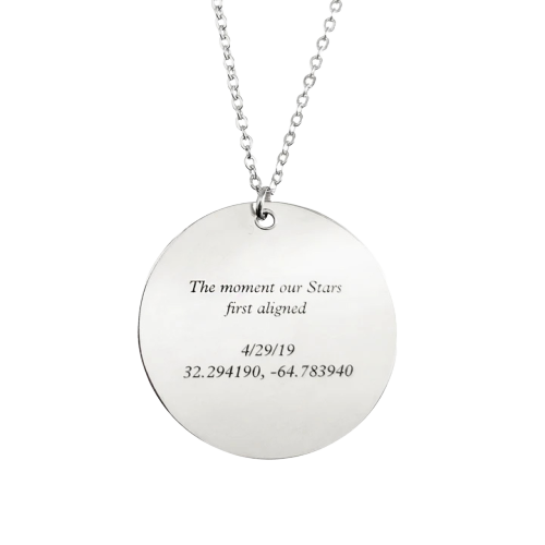 Custom Star Map Sterling Silver Necklace Large Size