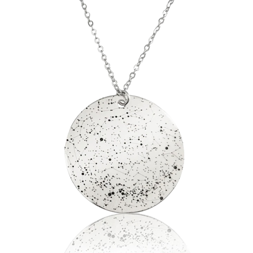 Custom Star Map Sterling Silver Necklace Large Size
