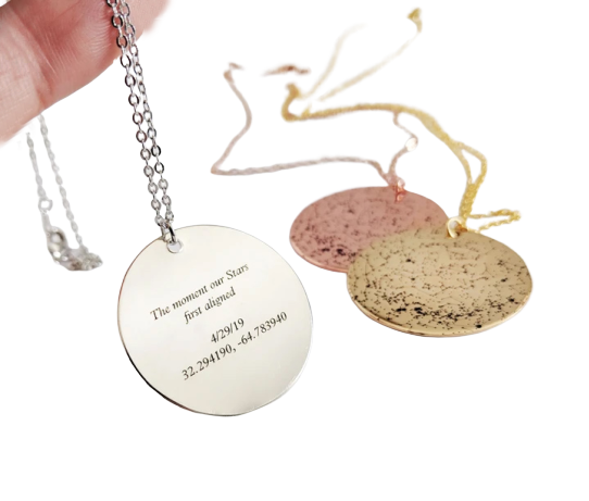 Custom Star Map Sterling Silver Necklace Large Size